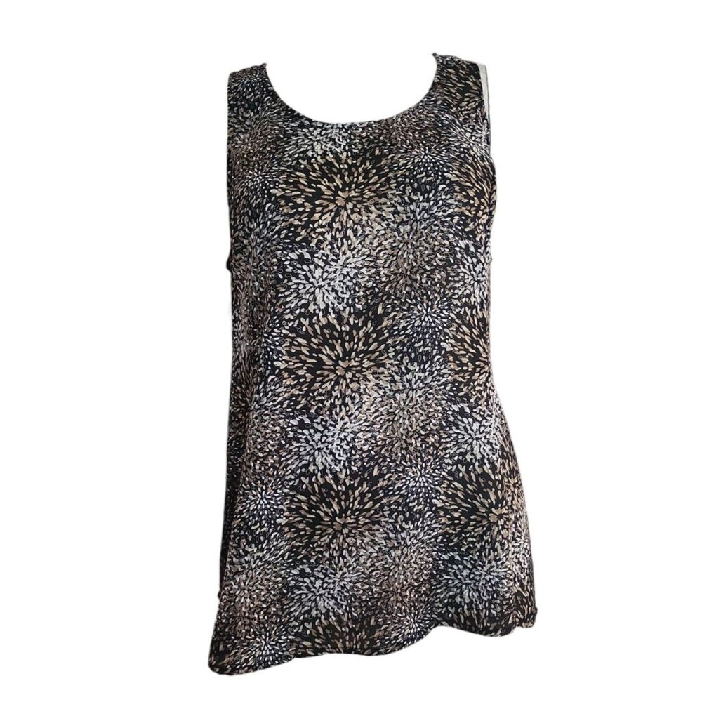 GNW Tank Top Womens Size M Medium‎ Black Brown White Sleeveless Lightweight